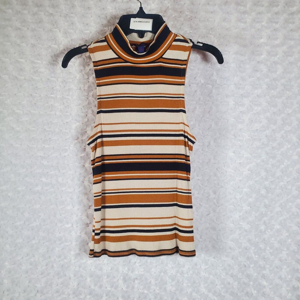 Vintage Striped Polo Shirt Short Sleeve Knit Large Size S